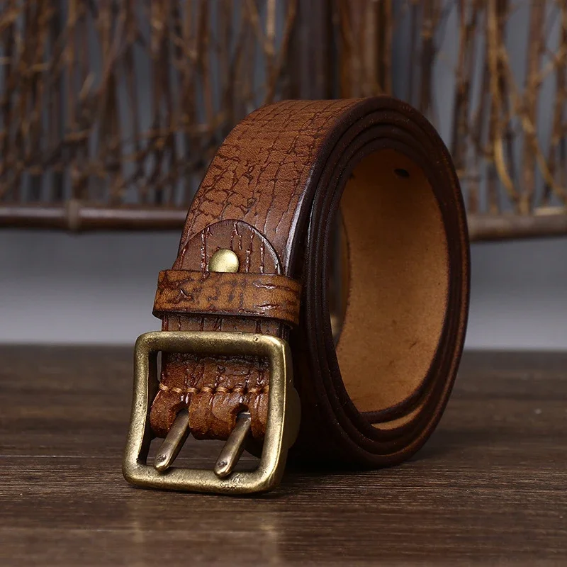 3.8CM New Men Cowhide Genuine Leather Belt Double Needle Pure Copper Buckle Retro Fashion Casual Trendy Jeans Belt
3.8CM New Men Cowhide Genuine Leather Belt Double Needle Pure Copper Buckle Retro Fashion Casual Trendy Jeans Belt