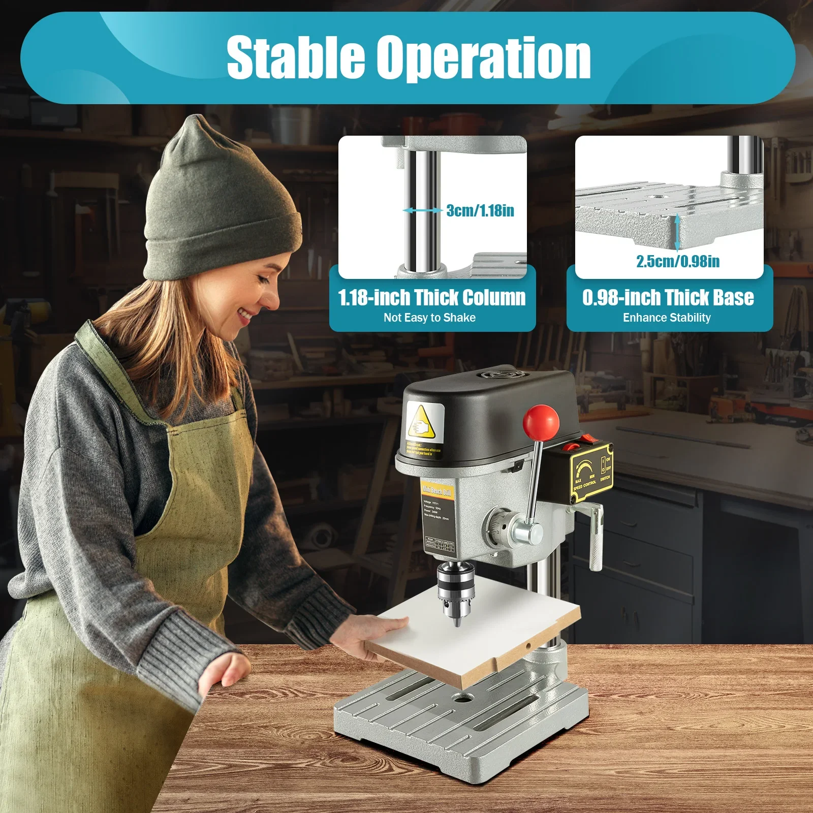 110V 340W 0-16000rpm 3-Speed Heavy Duty 1-10mm Bench Drill Press Workshop Mounted Drilling Chuck Drilling Stand Chuck
110V 340W 0-16000rpm 3-Speed Heavy Duty 1-10mm Bench Drill Press Workshop Mounted Drilling Chuck Drilling Stand Chuck