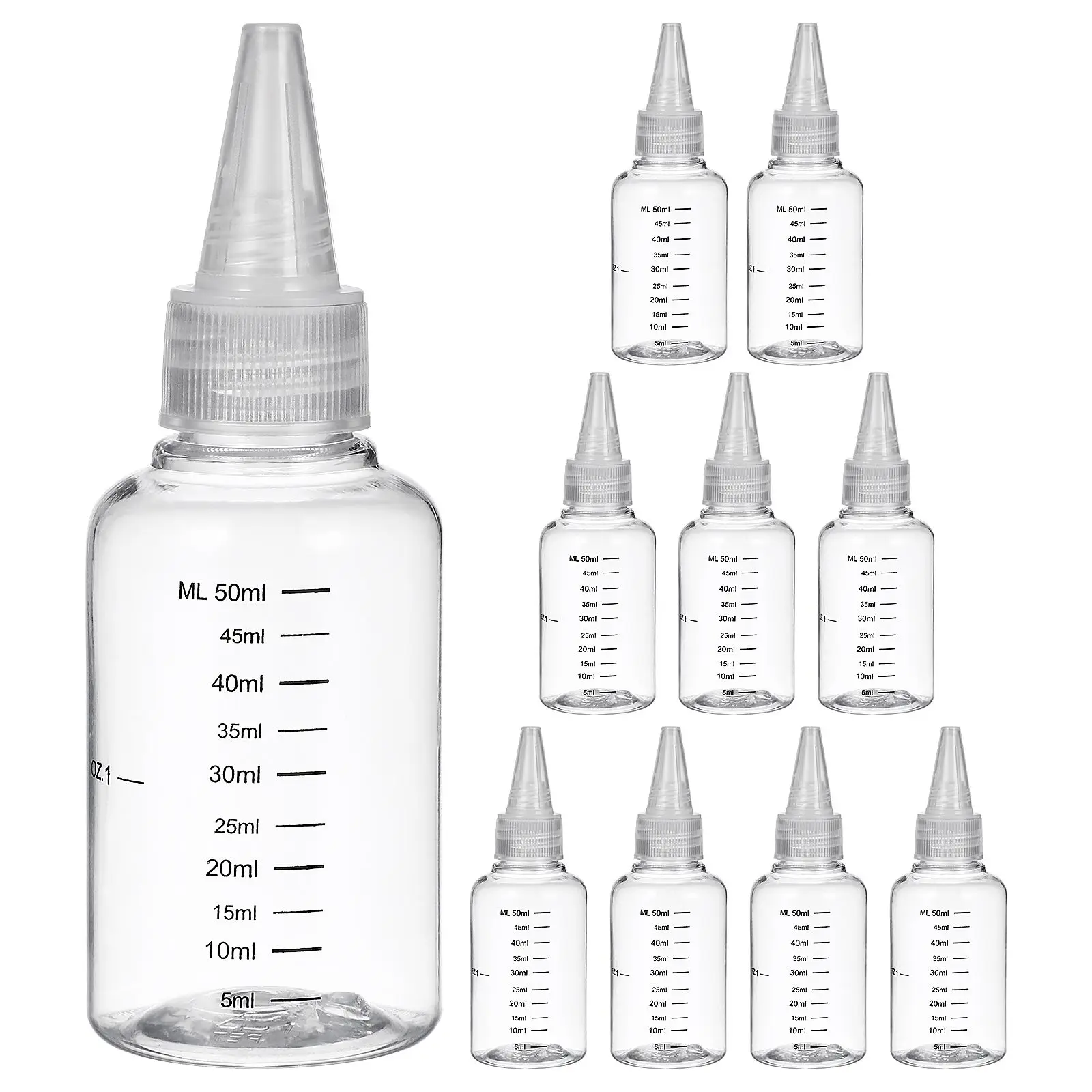 10 Pcs Pointed Mouth Frcolor Graduated Transparent Squeeze Bottle 50ml with Tip Cap 10pcs Packaged Hair Oil Cosmetics
10 Pcs Pointed Mouth Frcolor Graduated Transparent Squeeze Bottle 50ml with Tip Cap 10pcs Packaged Hair Oil Cosmetics