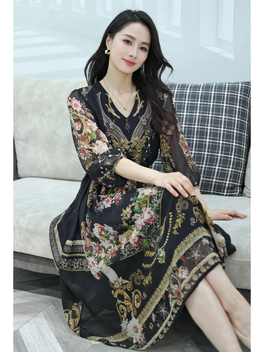 Ele Slimming Floral Print Summer Silk Dr Women's High Waist A-Line Gown Beach Vaion Casual Sle V-Ne Zipper Closure
Ele Slimming Floral Print Summer Silk Dr Women's High Waist A-Line Gown Beach Vaion Casual Sle V-Ne Zipper Closure