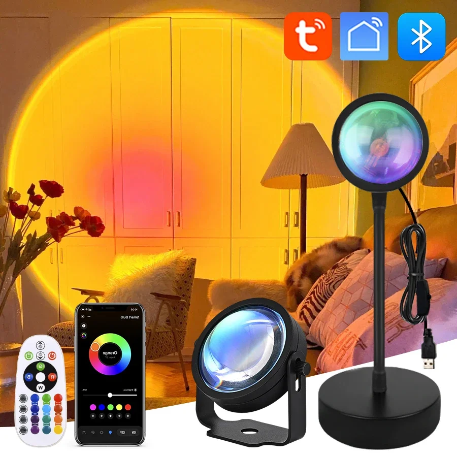 Лампа для проектора Tuya Smart Sunset, светодиодный ночник RGB с приложением Smart Life и пультом дистанционного управления для фотографии, селфи и украшения вечеринки
Лампа для проектора Tuya Smart Sunset, светодиодный ночник RGB с приложением Smart Life и пультом дистанционного управления для фотографии, селфи и украшения вечеринки