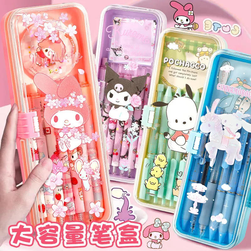 Lovely KUROMI & MY MELODY Theme Double Buckle Pencil Box High-capacity Original Sanrio Plastic Stationery Kids Pencil Case
Lovely KUROMI & MY MELODY Theme Double Buckle Pencil Box High-capacity Original Sanrio Plastic Stationery Kids Pencil Case
