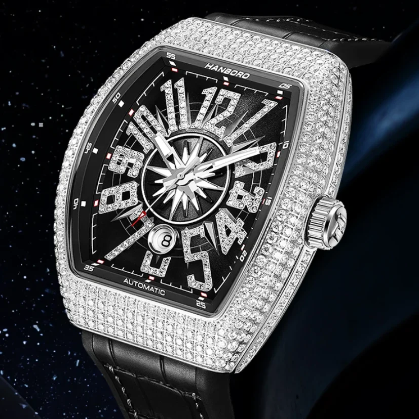 HANBORO Men Automatic Watch 43.5mm Tonneau Mechanical Wristwatch Luminous 5ATM Waterproof Crystal Bezel
HANBORO Men Automatic Watch 43.5mm Tonneau Mechanical Wristwatch Luminous 5ATM Waterproof Crystal Bezel