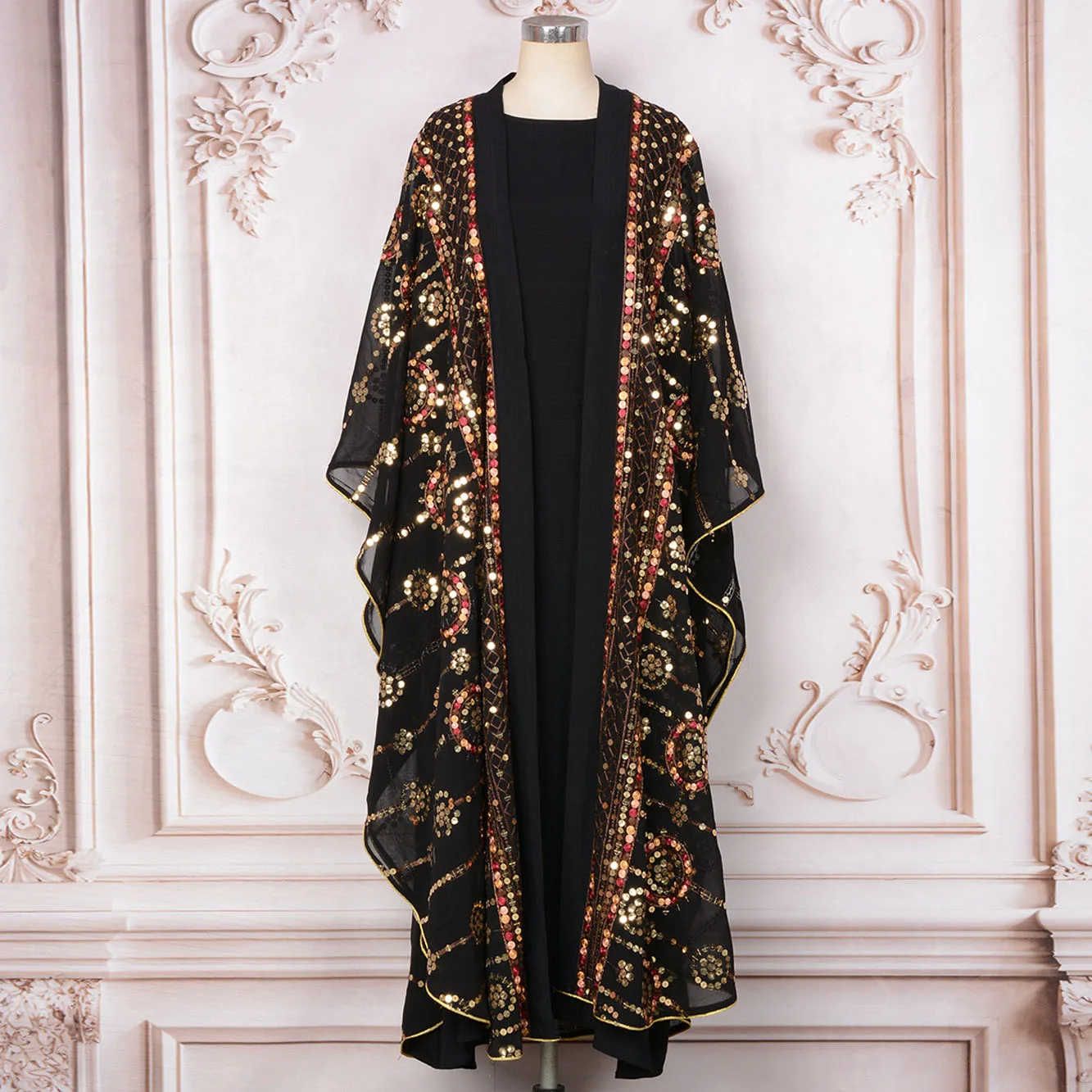 Black African Muslim Kaftan Dress, Embroidery & Sequins Sleeveless Dress Party Ramadan Eid Moroccan Arabic Turkish Kaftan Set
Black African Muslim Kaftan Dress, Embroidery & Sequins Sleeveless Dress Party Ramadan Eid Moroccan Arabic Turkish Kaftan Set