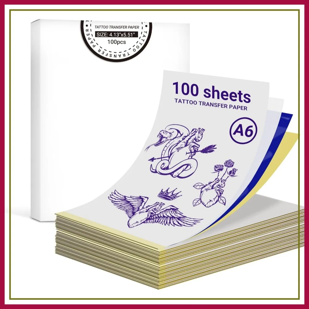 100 Sheets Tattoo Transfer Paper, A6 Size 4.13x5.51 inch, Anti-Wrinkle Thermal Stencil Paper, Compatible with Tattoo Stencil Printer
100 Sheets Tattoo Transfer Paper, A6 Size 4.13x5.51 inch, Anti-Wrinkle Thermal Stencil Paper, Compatible with Tattoo Stencil Printer