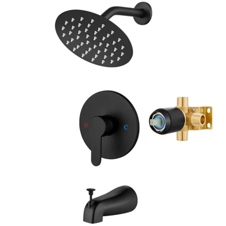 Shower Faucet Set with Tub Spout, Bathtub Faucet Set Complete, Round Rafall Shower Head, Tub and Shower Trim Kit with Solid Bra
Shower Faucet Set with Tub Spout, Bathtub Faucet Set Complete, Round Rafall Shower Head, Tub and Shower Trim Kit with Solid Bra