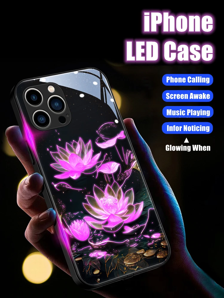 Fashion Lotus LED Light Glowing Luminous Tempered Glass Back Phone Case for iPhone 11 12 13 14 15 X Xs Xr Mini Pro Max Plus
Fashion Lotus LED Light Glowing Luminous Tempered Glass Back Phone Case for iPhone 11 12 13 14 15 X Xs Xr Mini Pro Max Plus