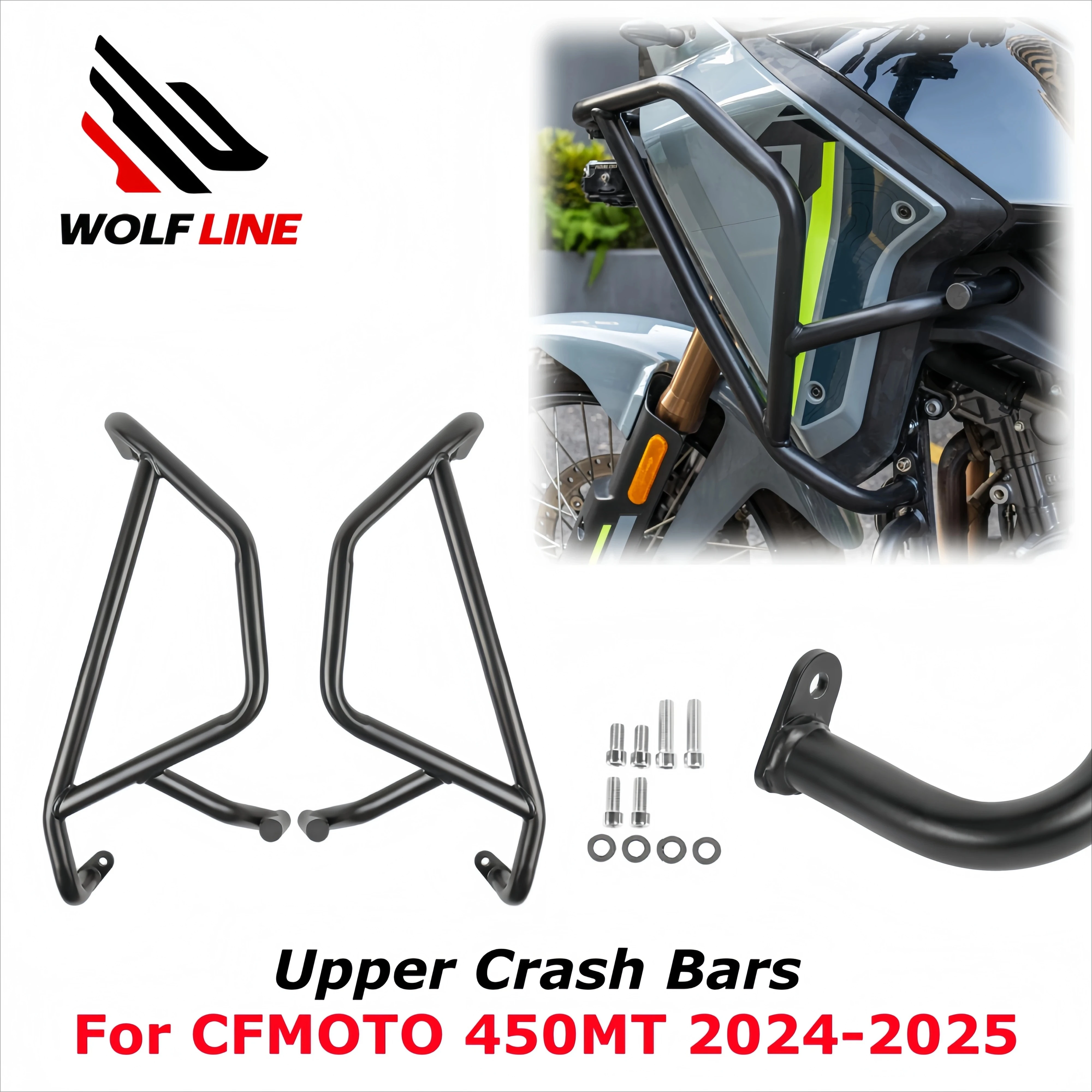 WOLFLINE Upper Crash Bars for Cfmoto 450mt Cf Moto 450 Mt 2024-2025 Upper Engine Guard Bumper Protection Accessories
WOLFLINE Upper Crash Bars for Cfmoto 450mt Cf Moto 450 Mt 2024-2025 Upper Engine Guard Bumper Protection Accessories