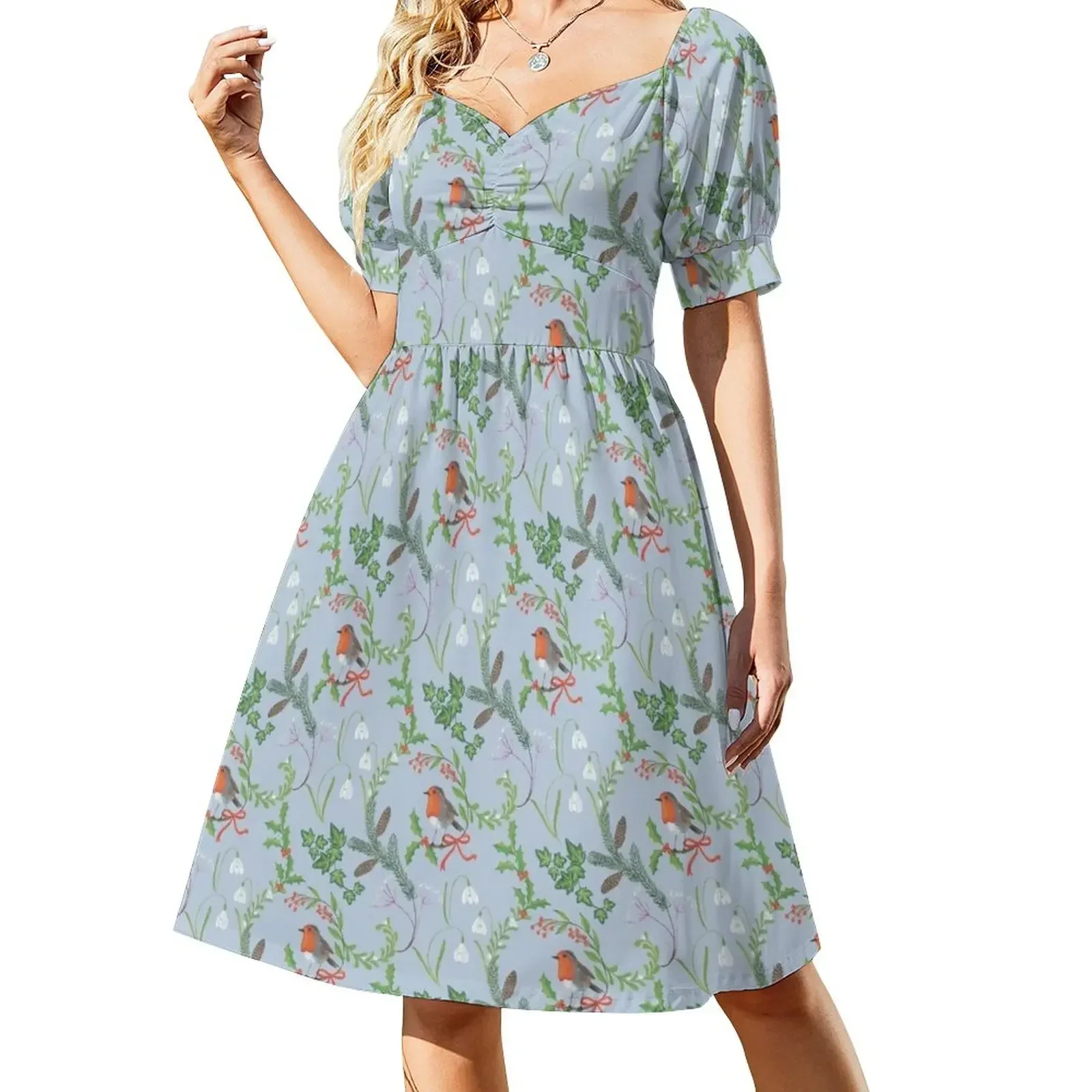 Christmas Chintz with Robin - Traditional chintz by Cecca Designs Short-Sleeved Dress evening dress Dress
Christmas Chintz with Robin - Traditional chintz by Cecca Designs Short-Sleeved Dress evening dress Dress