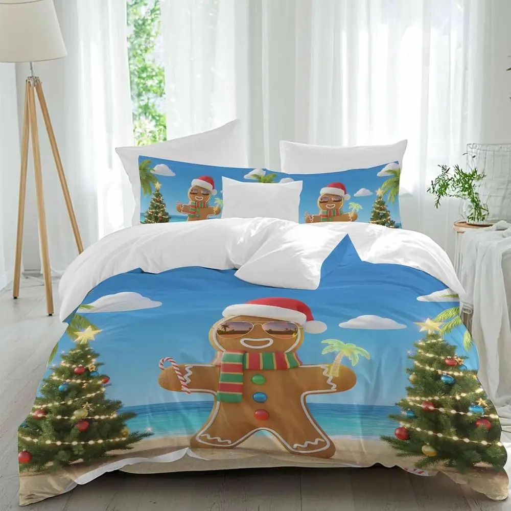 Gingerbread Man Sheet Set, Chrisas Trees Gingerbread Man on Ocean Beach 4 Pieces Breathable Sot Duvet Cover Set Bedding Cozy Bed
Gingerbread Man Sheet Set, Chrisas Trees Gingerbread Man on Ocean Beach 4 Pieces Breathable Sot Duvet Cover Set Bedding Cozy Bed