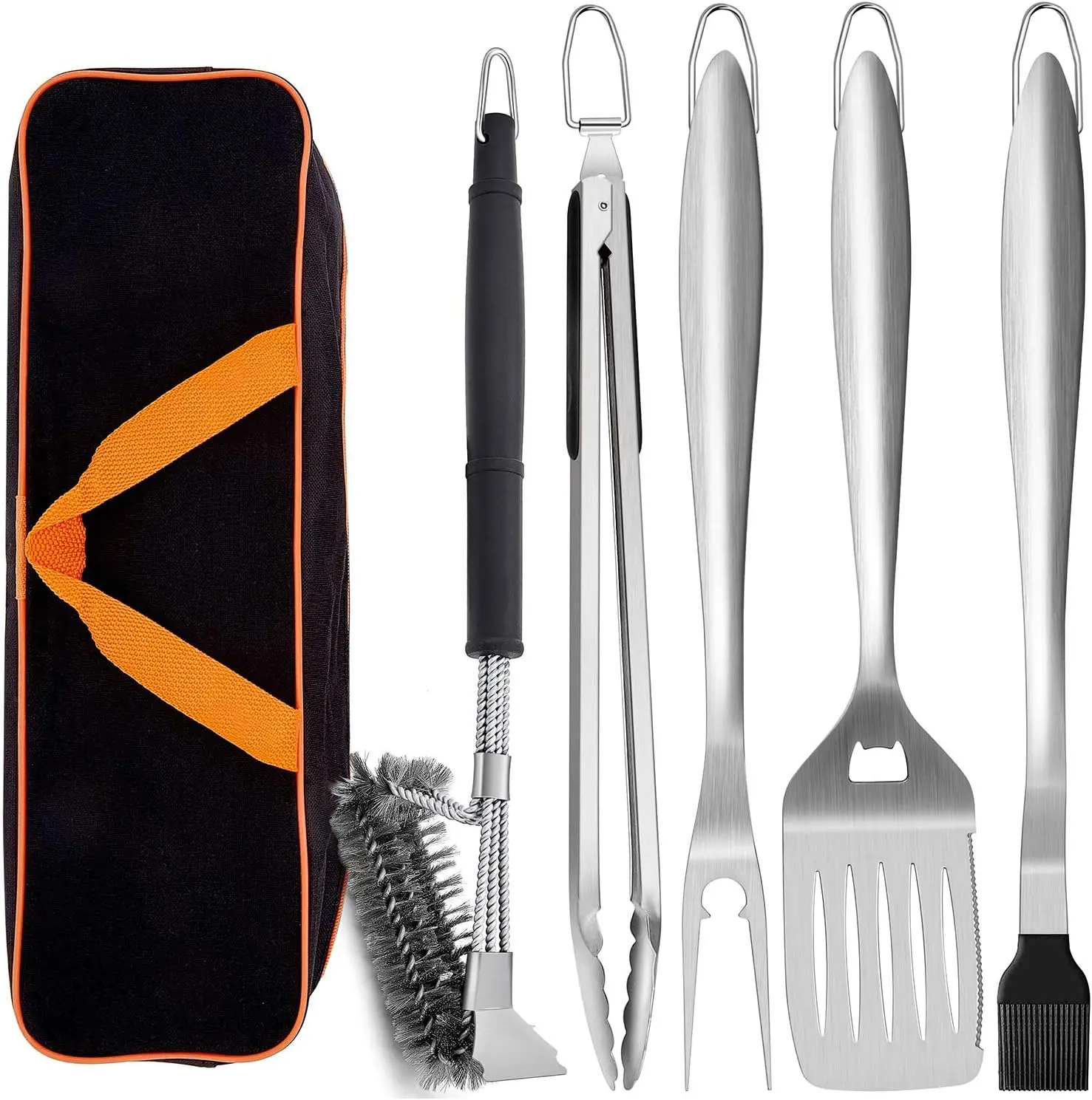 Grill Tools Set of 6, 18Inch Extra-Long BBQ Tool Set, Heavy-Duty Barbecue Grilling Accessories, Spatula, Fork, Tong,
Grill Tools Set of 6, 18Inch Extra-Long BBQ Tool Set, Heavy-Duty Barbecue Grilling Accessories, Spatula, Fork, Tong,
