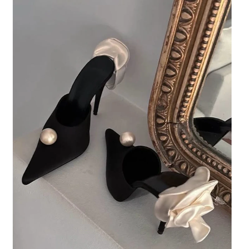 Pearl Flower Pointed Toe Stiletto Sandals Woman Summer 2025 Balck Slip-On High Heels Shoes for Women Party Wedding Shoes
Pearl Flower Pointed Toe Stiletto Sandals Woman Summer 2025 Balck Slip-On High Heels Shoes for Women Party Wedding Shoes