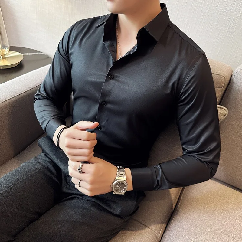 Silk Business Casual Shirt Long Sleeve White Non Ironing Elastic Silk Slip Shirt Men's Formal Dress
Silk Business Casual Shirt Long Sleeve White Non Ironing Elastic Silk Slip Shirt Men's Formal Dress