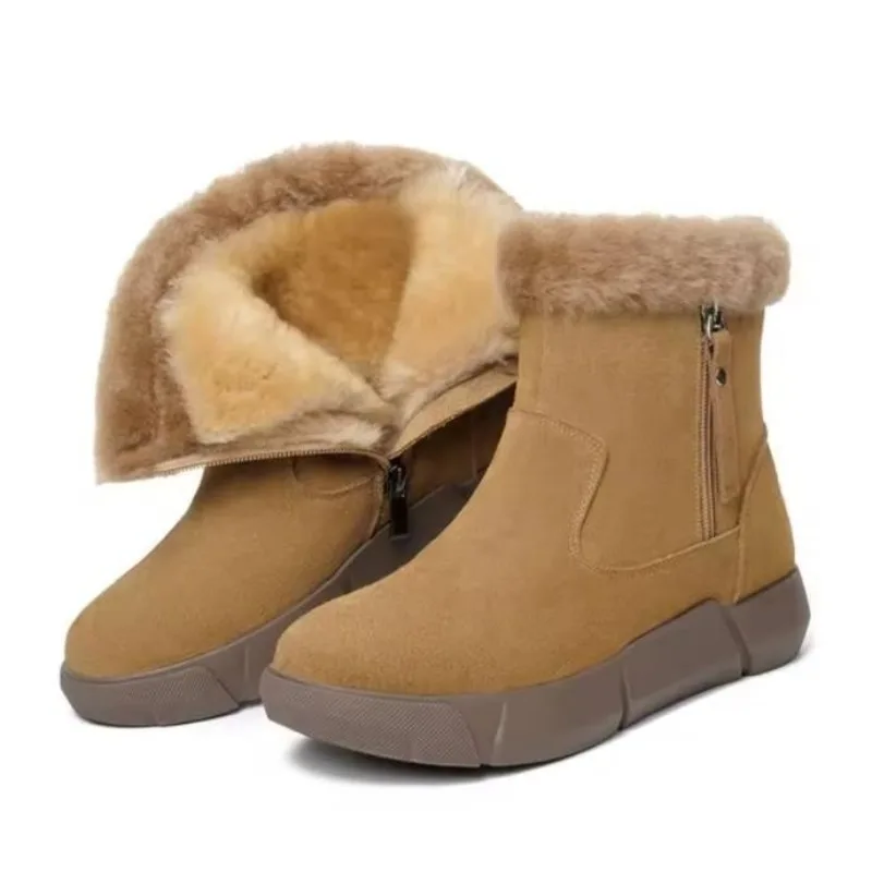 Women Winter Snow Boots 2026 High Quality Cow Suede Leather Natural Wool Fluffy Fur Shearling Flat Non-Slip Ankle Boots
Women Winter Snow Boots 2026 High Quality Cow Suede Leather Natural Wool Fluffy Fur Shearling Flat Non-Slip Ankle Boots