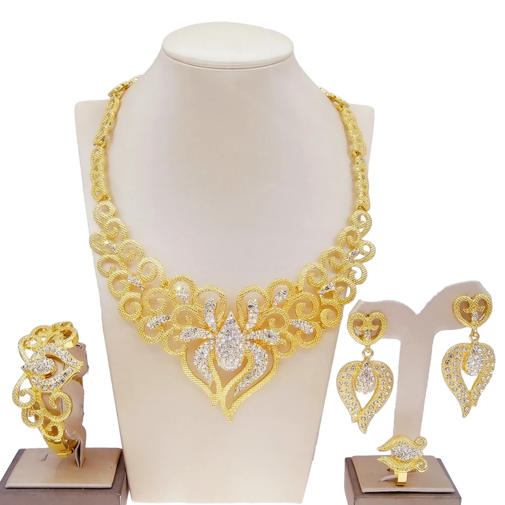 Dubai Bohemian zircon jewelry set fashion classic wedding bridal four-piece accessories
Dubai Bohemian zircon jewelry set fashion classic wedding bridal four-piece accessories