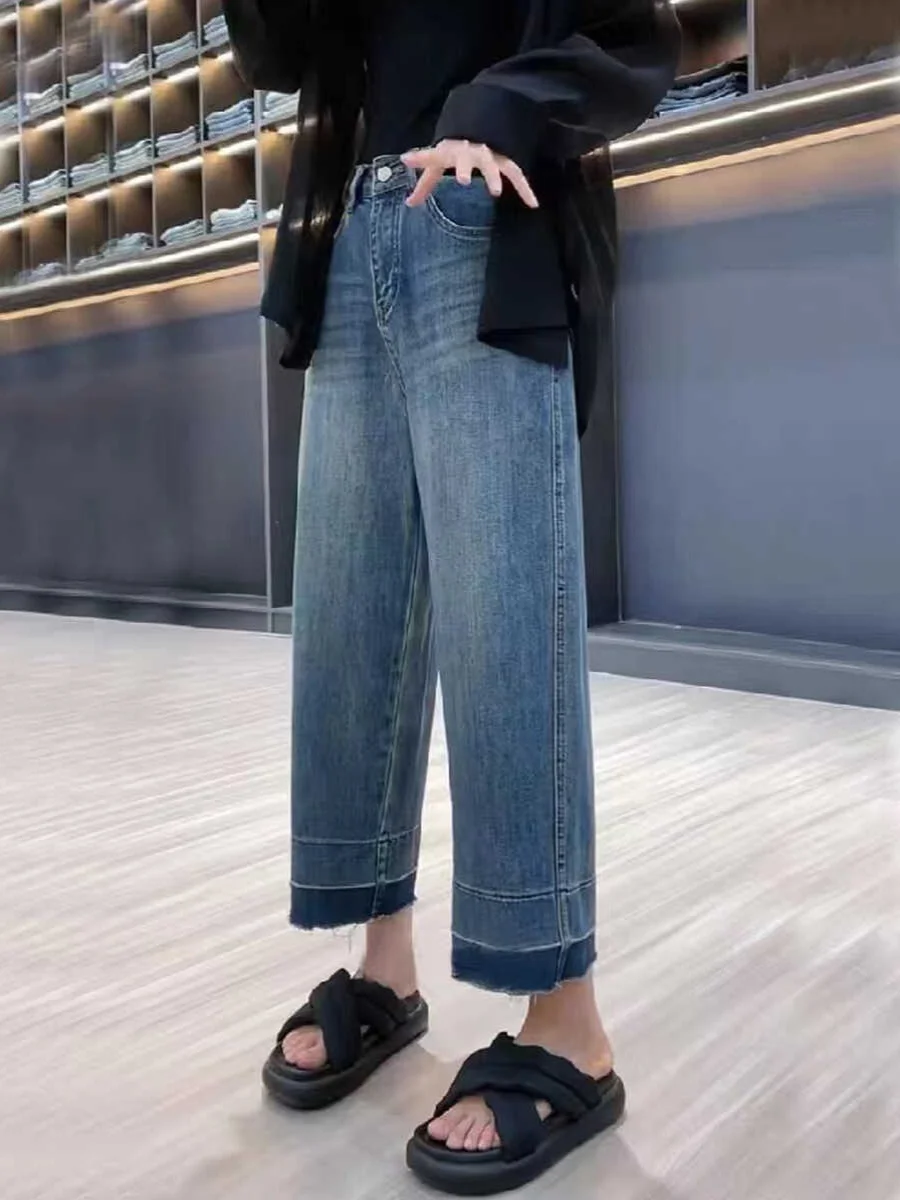 Summer Thin Straight Leg Denim Jeans Women's High Waist Loose Wide Leg Pants Draping Feelings Cool Sensation Blue
Summer Thin Straight Leg Denim Jeans Women's High Waist Loose Wide Leg Pants Draping Feelings Cool Sensation Blue