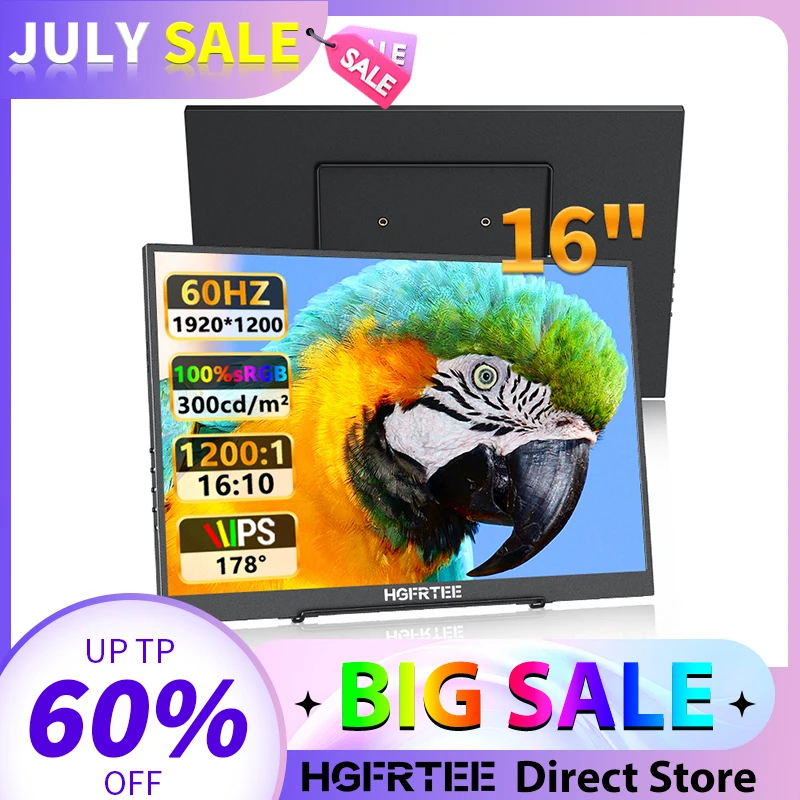 HGFRTEE 16-дюймовый портативный монитор 100%sRGB FHD 60 Гц Монитор для ноутбука VESA Hole Уход за глазами Внешний второй экран для ПК Телефон MAC
HGFRTEE 16-дюймовый портативный монитор 100%sRGB FHD 60 Гц Монитор для ноутбука VESA Hole Уход за глазами Внешний второй экран для ПК Телефон MAC