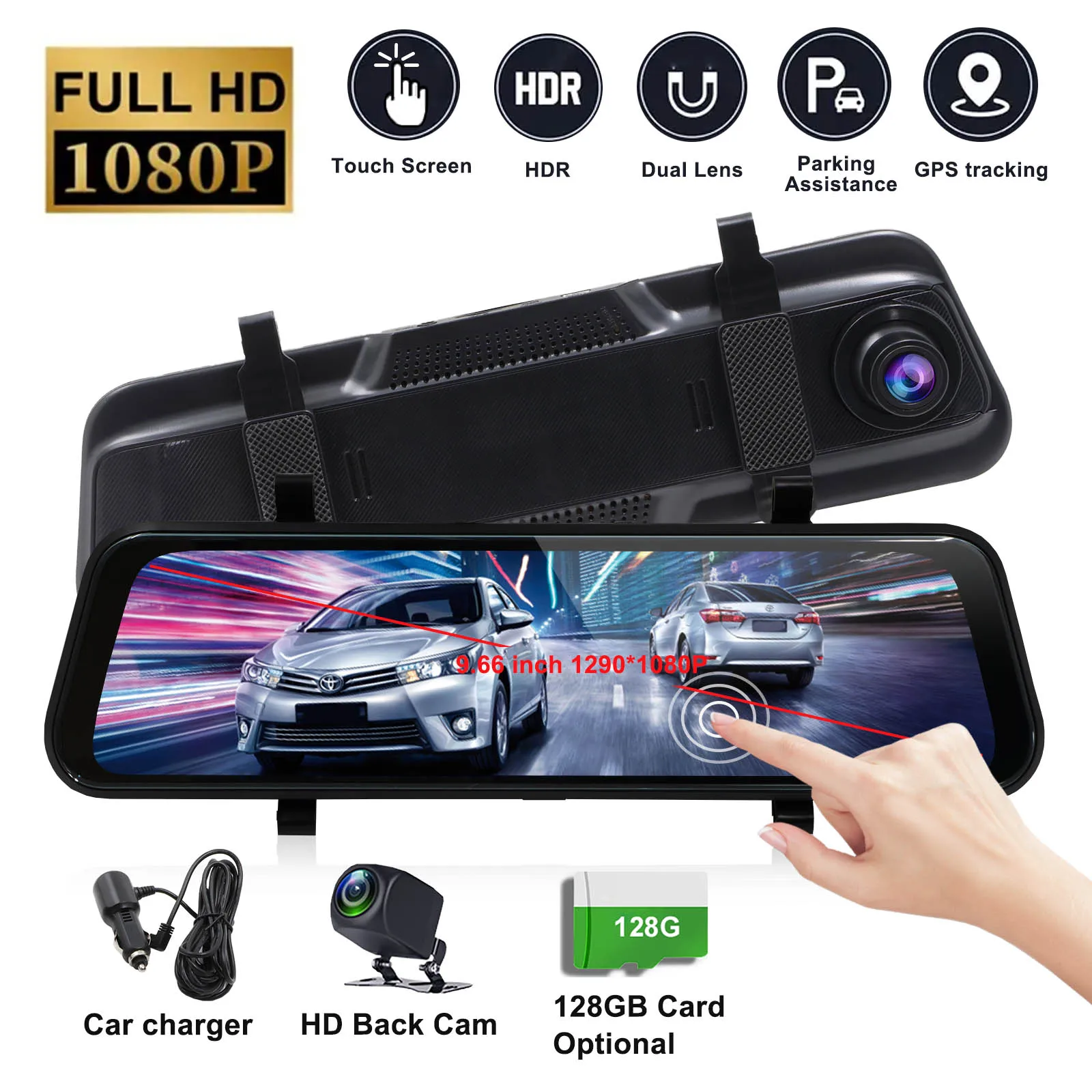 9.66" Car DVR Touch Screen video Recorder Rearview Mirror Dash Cam Front Rear 1080P Dual Recording Backup Camera Night Vision
9.66" Car DVR Touch Screen video Recorder Rearview Mirror Dash Cam Front Rear 1080P Dual Recording Backup Camera Night Vision