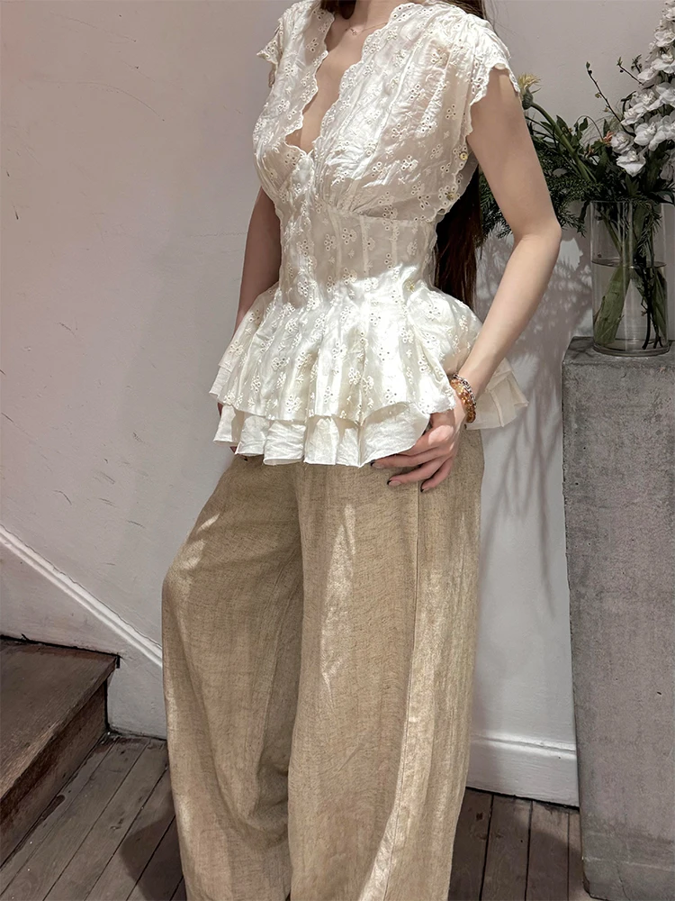 Ele Lace Hollow ort Sve irt Women's Summer Design Slimming Waistline Casual Sle Pure Online Ss Faion Top
Ele Lace Hollow ort Sve irt Women's Summer Design Slimming Waistline Casual Sle Pure Online Ss Faion Top