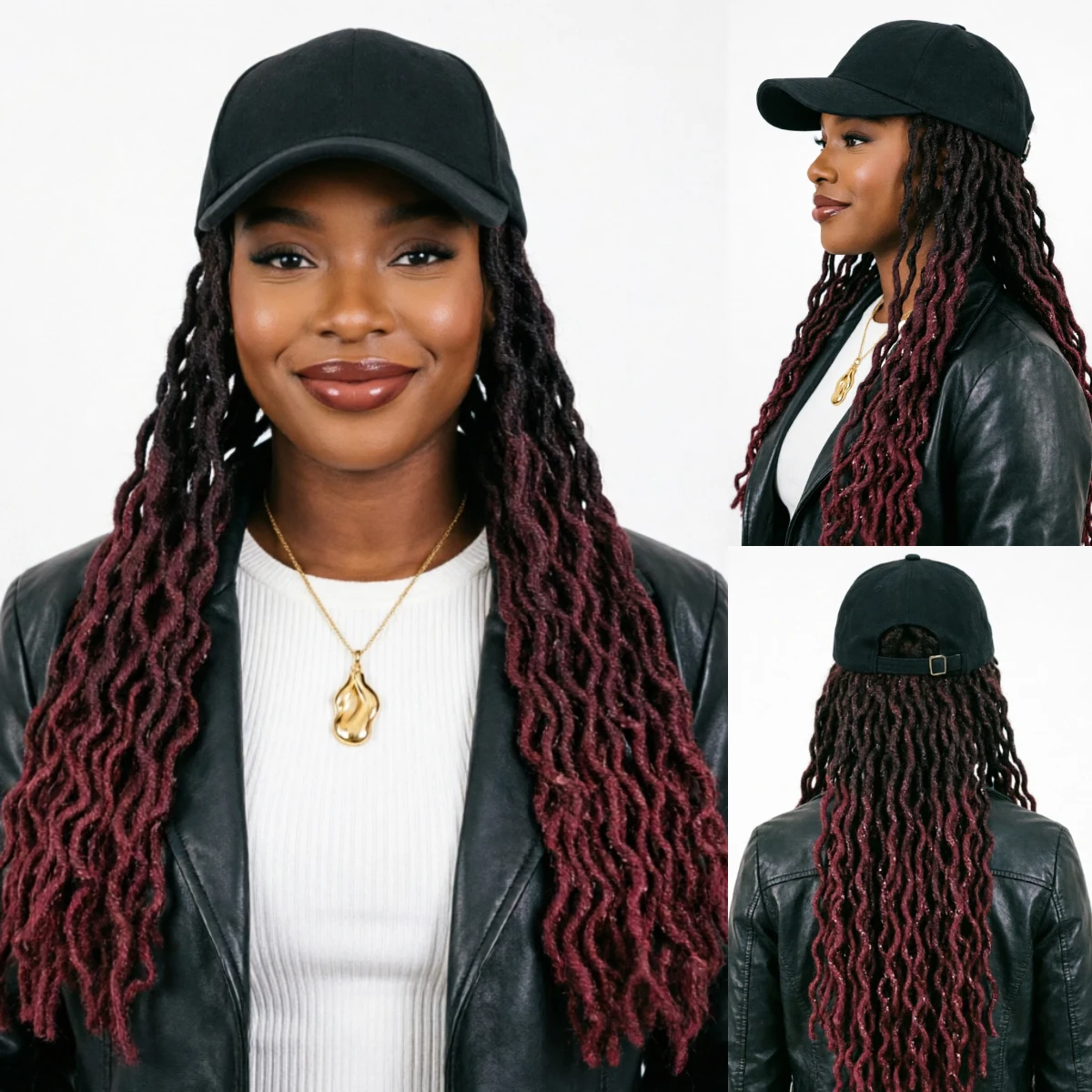 Baseball Cap Wig With Ombre Burgundy to Red Gypsy Box Braids Wig with Glueless Synthetic Goddess Locs Hat Wig for Black Women-Wi
Baseball Cap Wig With Ombre Burgundy to Red Gypsy Box Braids Wig with Glueless Synthetic Goddess Locs Hat Wig for Black Women-Wi