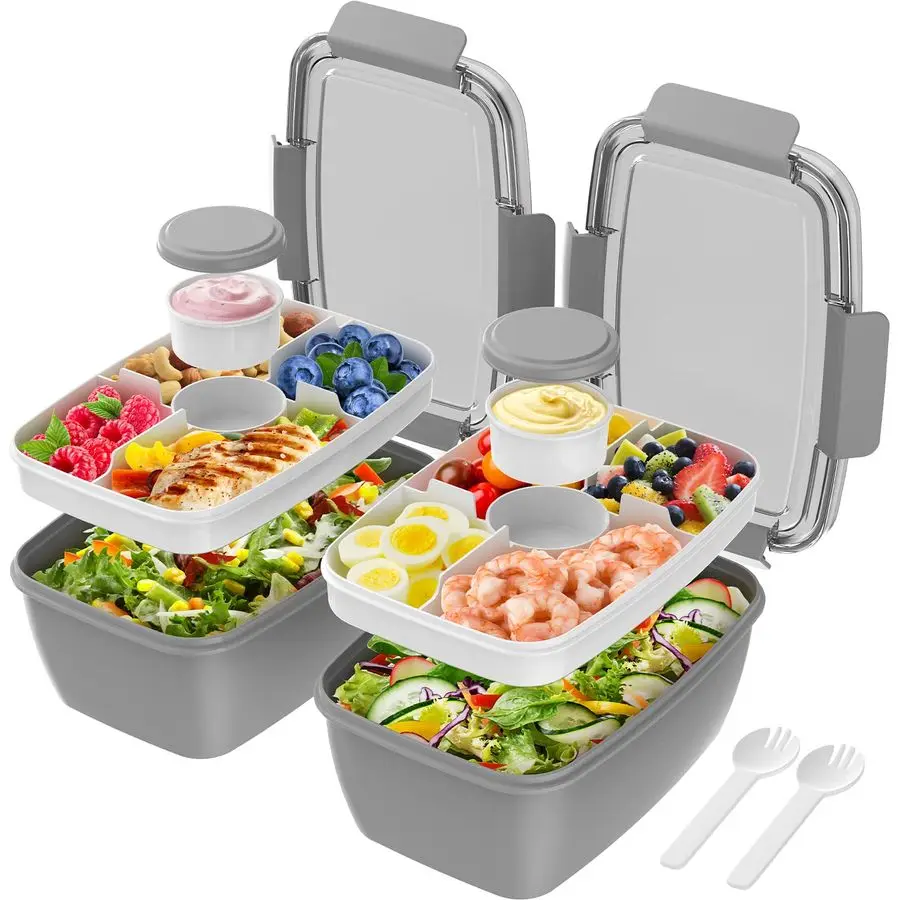 2Pack Salad Lunch Container, 68oz Salad Bowls with 4 Compartments Tray,Leak Proof Lunch Box with Fork for Men,Women BPAFree Snac
2Pack Salad Lunch Container, 68oz Salad Bowls with 4 Compartments Tray,Leak Proof Lunch Box with Fork for Men,Women BPAFree Snac