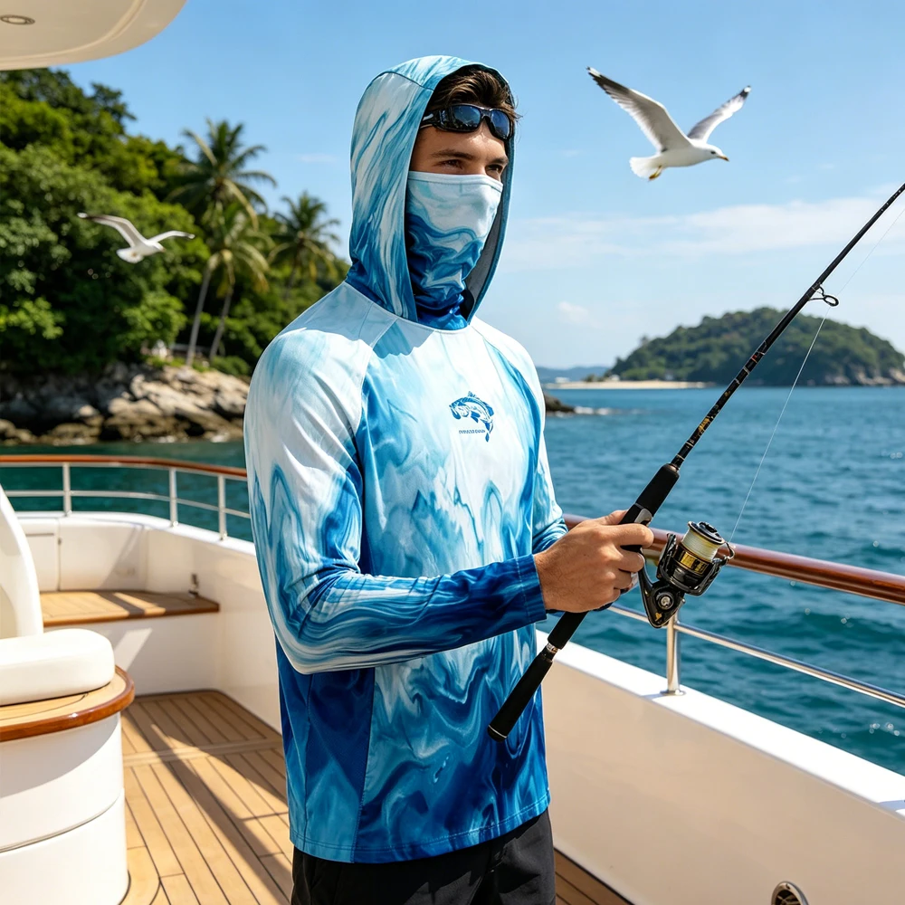 UV Hoodie Men Long Sleeve Hooded Fishing Hoodies Shirt with Mask Fishing Wear High Quality Fishing Clothing for Fishing Hiking
UV Hoodie Men Long Sleeve Hooded Fishing Hoodies Shirt with Mask Fishing Wear High Quality Fishing Clothing for Fishing Hiking