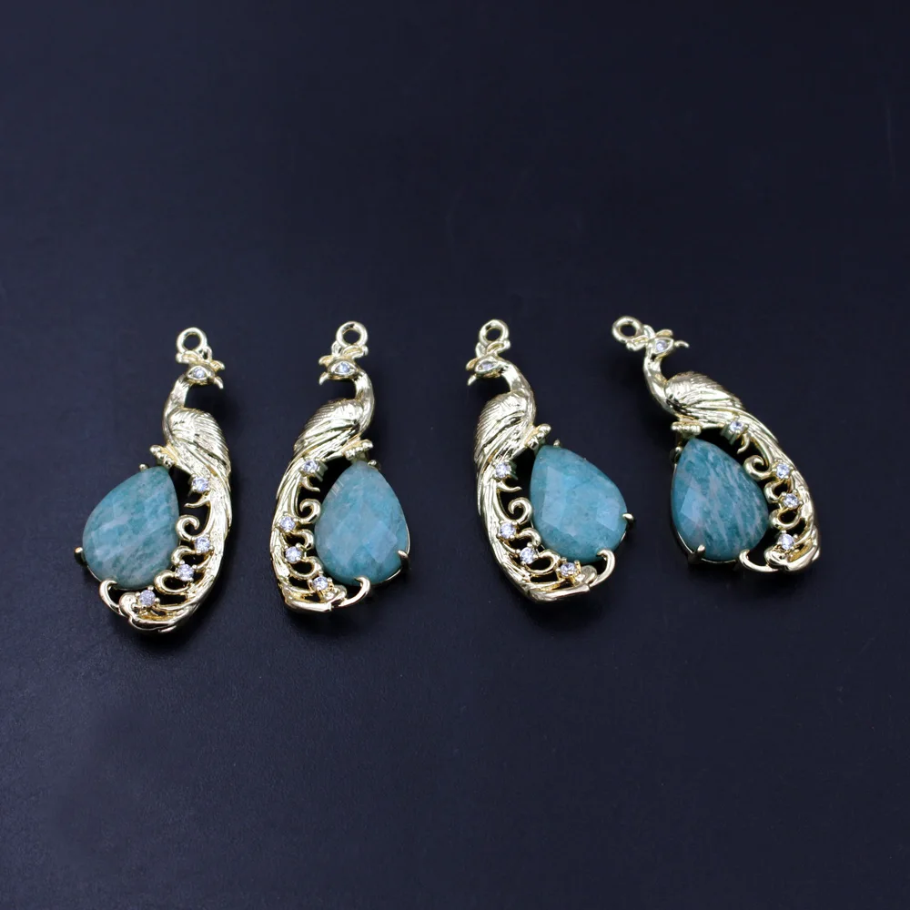 4pcs DIY Jewelry Accessories CZ Faceted Drops Natural Amazonite Lapis Yellow Jade Stone Peacock Shape Pendant for Earrings
4pcs DIY Jewelry Accessories CZ Faceted Drops Natural Amazonite Lapis Yellow Jade Stone Peacock Shape Pendant for Earrings