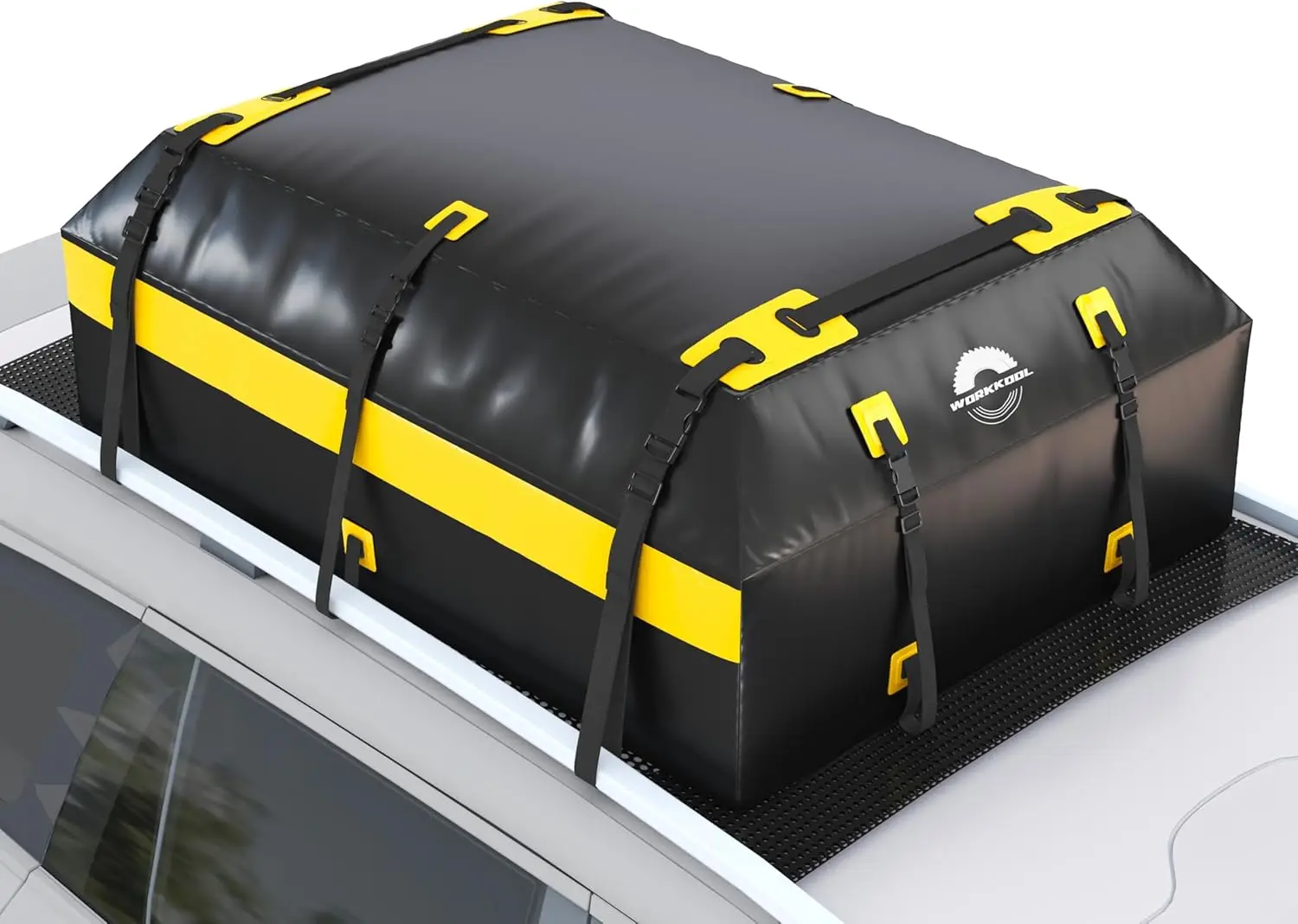 Heavy Duty Waterproof Car Roof Bag with 6 Hooks & Mat, Universal Fit for All Vehicles, 19.4 Cuft Capacity
Heavy Duty Waterproof Car Roof Bag with 6 Hooks & Mat, Universal Fit for All Vehicles, 19.4 Cuft Capacity