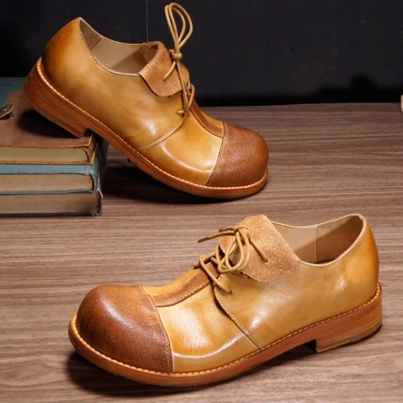 Handmade Vegetable Tanned Cowhid Leather Shoes Men's Loafers Retro Casual Genuine Leather Outdoor Work Dress Derby Shoes Male
Handmade Vegetable Tanned Cowhid Leather Shoes Men's Loafers Retro Casual Genuine Leather Outdoor Work Dress Derby Shoes Male