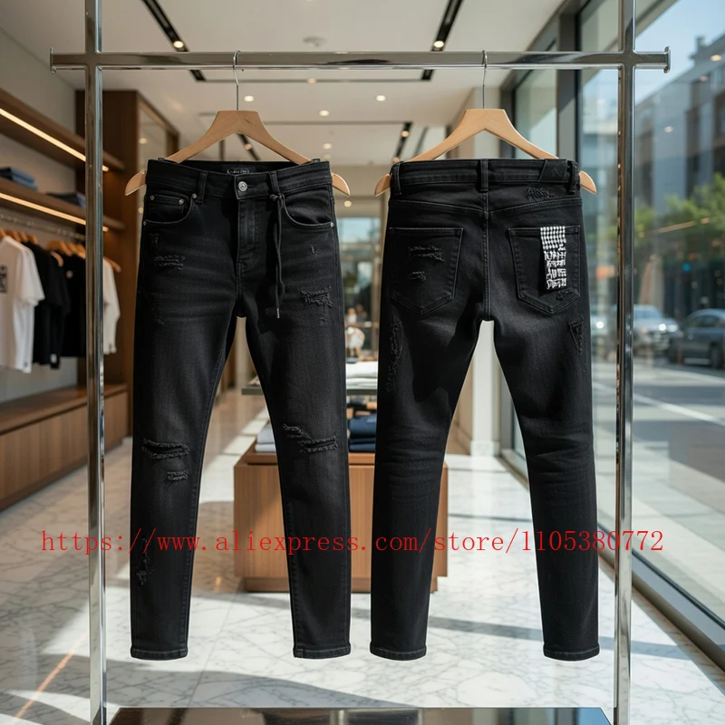 2026 New Men's Black Washed Ripped Skinny Jeans Slim Fit Distressed Denim Pants High Street Casual Trousers
2026 New Men's Black Washed Ripped Skinny Jeans Slim Fit Distressed Denim Pants High Street Casual Trousers