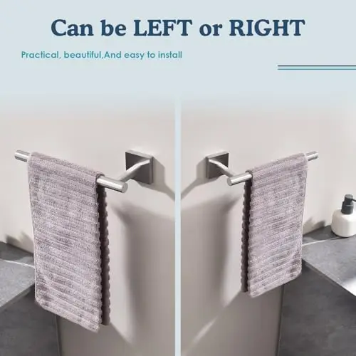 Modern Wall Mounted Hand Towel Bar In Brushed Nickel Finish, 304 Stainless Steel, Left Or Right Installation
Modern Wall Mounted Hand Towel Bar In Brushed Nickel Finish, 304 Stainless Steel, Left Or Right Installation