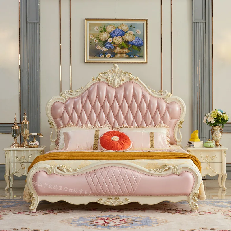 European leather double bed 1.8 m wedding princess bed French double 2 m solid wood American bedroom furniture
European leather double bed 1.8 m wedding princess bed French double 2 m solid wood American bedroom furniture