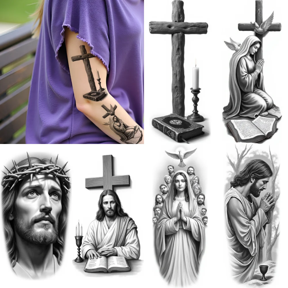 3pcs Temporary Tattoo Realistic Temporary Tattoos Jesus Christ Religious Figure With Book Virgin Mary With Angels For Adults
3pcs Temporary Tattoo Realistic Temporary Tattoos Jesus Christ Religious Figure With Book Virgin Mary With Angels For Adults
