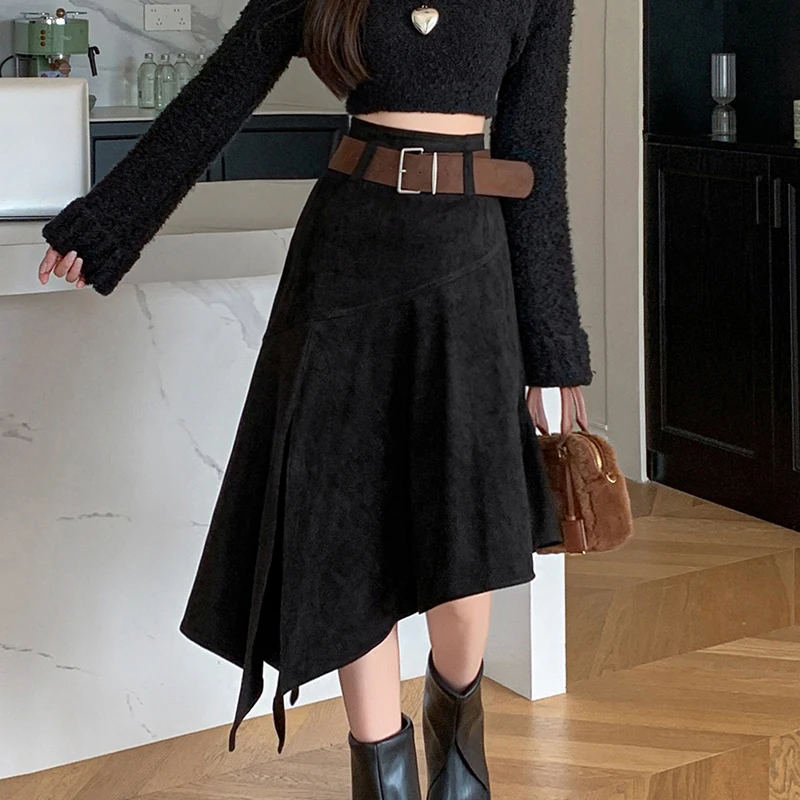 Autumn Winter New Suede Skirt Women High Waist Irregular Slit Midi Skirts Female Black Coffee Saias Mujer 2025 Korean Fashion
Autumn Winter New Suede Skirt Women High Waist Irregular Slit Midi Skirts Female Black Coffee Saias Mujer 2025 Korean Fashion