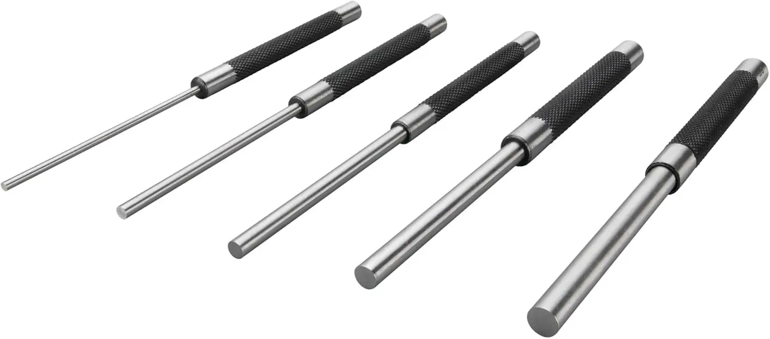 5 Pc 8-Inch Carbon Steel Pin Punch Set, 1/8" to 3/8" Pin Sizes
5 Pc 8-Inch Carbon Steel Pin Punch Set, 1/8" to 3/8" Pin Sizes