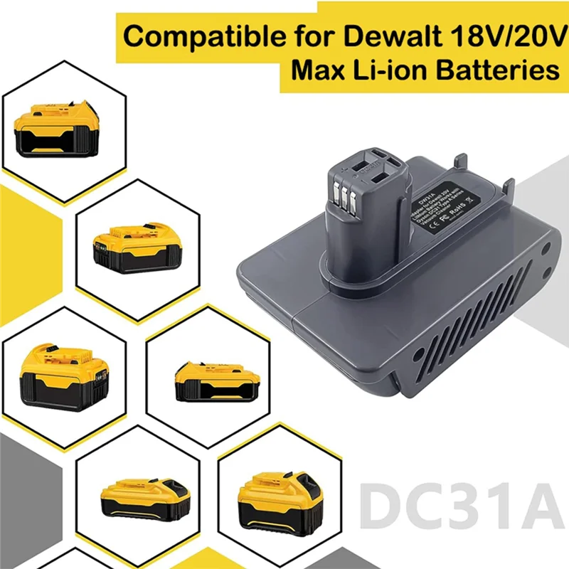 Trending Now DW31A Battery Adapter for Dewalt 20V Li-Ion Battery to for Dyson Type a DC31 DC35 DC34 Battery Vacuum Cleaner Tool
Trending Now DW31A Battery Adapter for Dewalt 20V Li-Ion Battery to for Dyson Type a DC31 DC35 DC34 Battery Vacuum Cleaner Tool