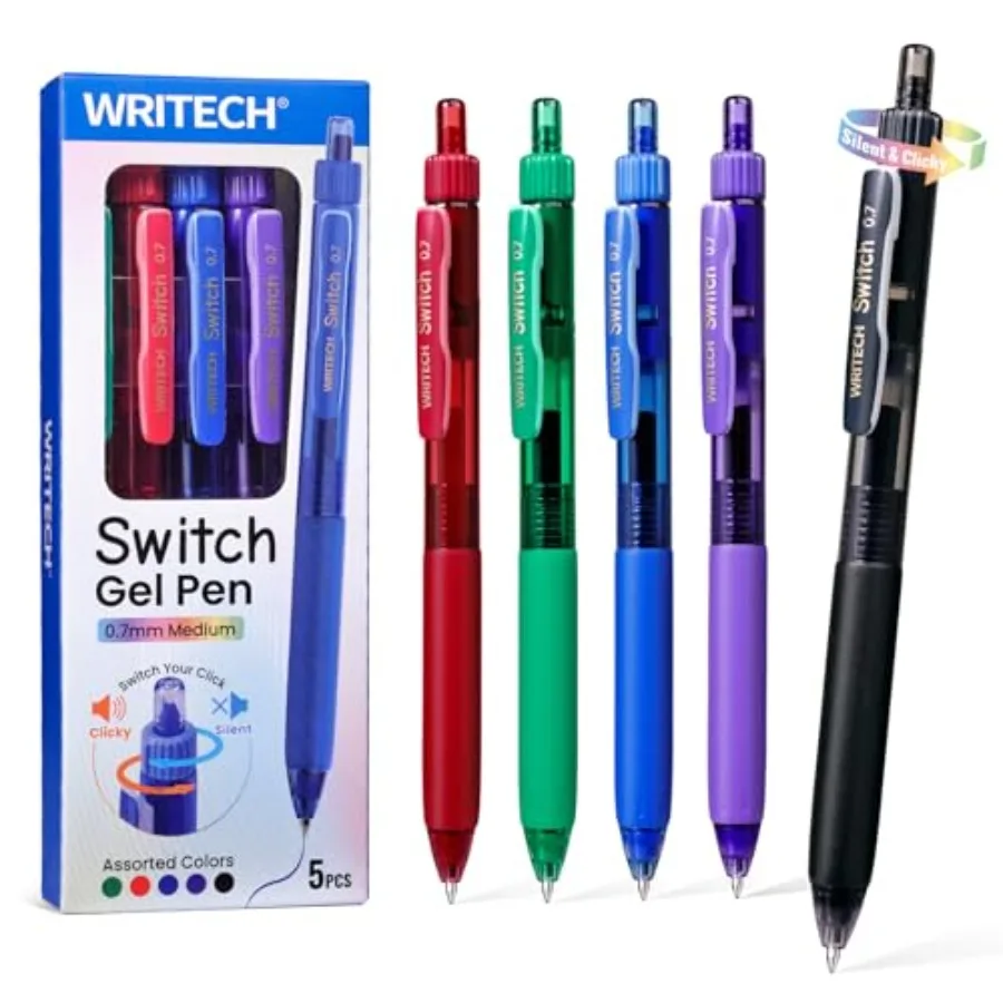 Colored Gel Pens 0.7mm: Switch Silent Click Mode for Quiet or Click Feedback Smooth Writing Quick Dry Ink Medium Point for Note
Colored Gel Pens 0.7mm: Switch Silent Click Mode for Quiet or Click Feedback Smooth Writing Quick Dry Ink Medium Point for Note