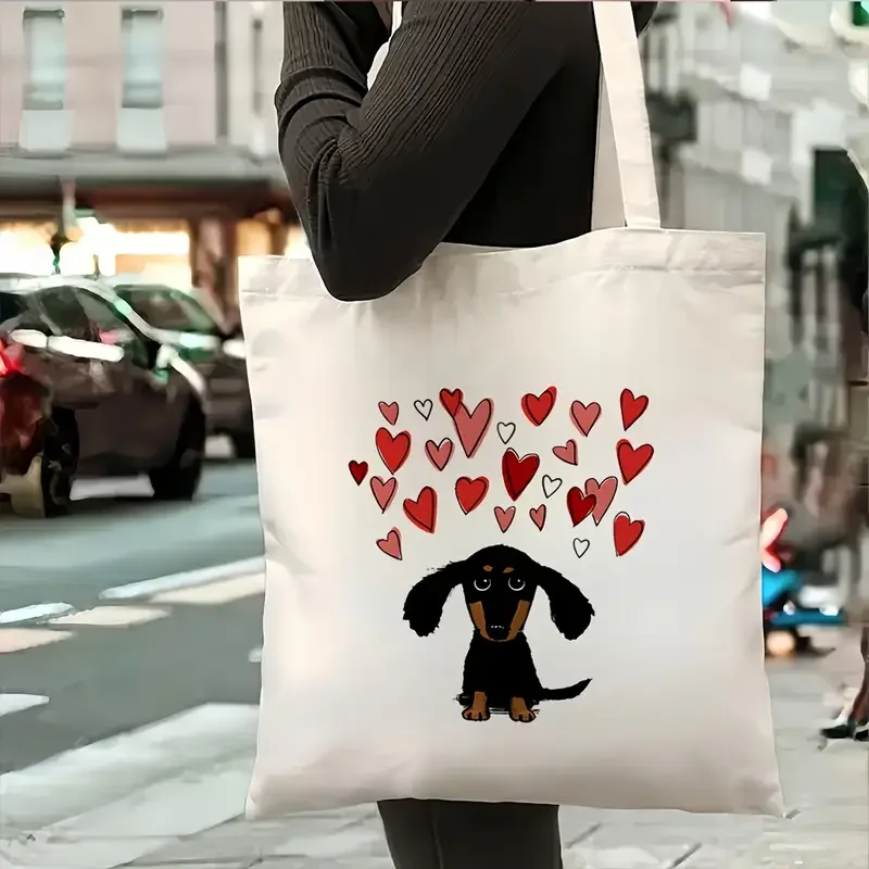 1 шт. очаровательная сумка-тоут с дизайном в виде сердца таксы-стильная холщовая многоразовая сумка для покупок для любителей собак, повседневного использования, подарки для любителей собак
1 шт. очаровательная сумка-тоут с дизайном в виде сердца таксы-стильная холщовая многоразовая сумка для покупок для любителей собак, повседневного использования, подарки для любителей собак