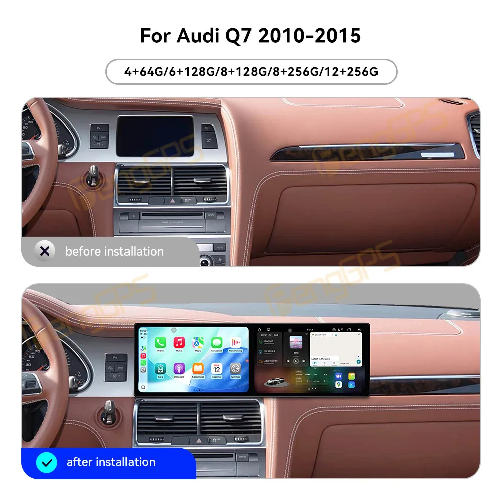 Dual 12.3'' Android Auto For Audi Q7 2010 2011-2015 Car Radio Wireless Carplay Multimedia Player Touch Screen Stereo WIFI 4G BT
Dual 12.3'' Android Auto For Audi Q7 2010 2011-2015 Car Radio Wireless Carplay Multimedia Player Touch Screen Stereo WIFI 4G BT