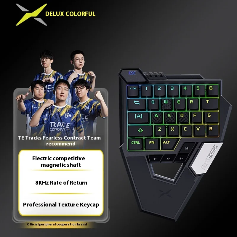 Механическая Проводная клавиатура Delux Rts1 с магнитной осью для одной руки, E-Sports, макропрограммирование, Fps, специализированная механическая клавиатура
Механическая Проводная клавиатура Delux Rts1 с магнитной осью для одной руки, E-Sports, макропрограммирование, Fps, специализированная механическая клавиатура