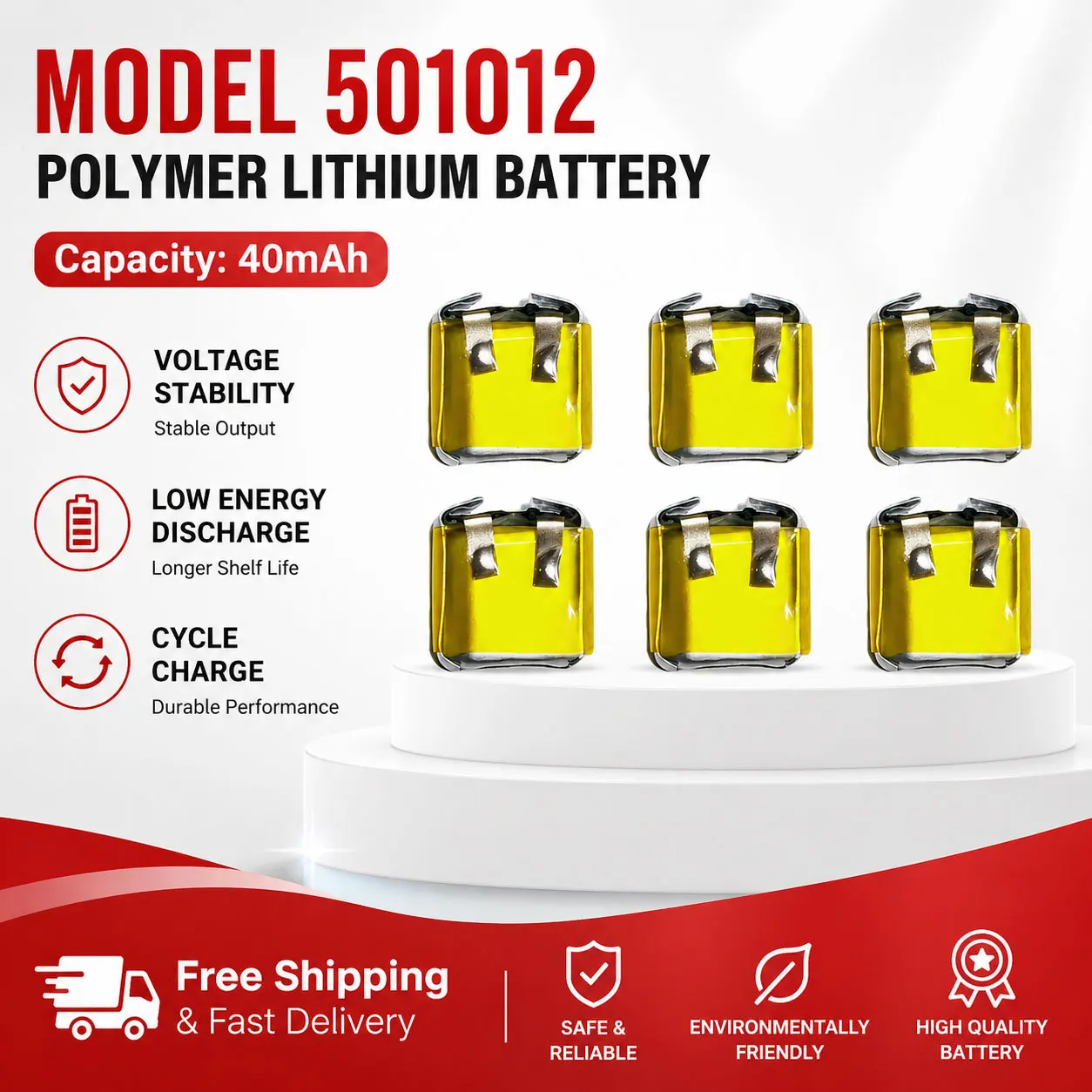 Mini 501012 3.7V 40mAh Lithium Lipo Battery Rechargeable Cell For Bluetooth Headset Earphone Replacement Use
Mini 501012 3.7V 40mAh Lithium Lipo Battery Rechargeable Cell For Bluetooth Headset Earphone Replacement Use