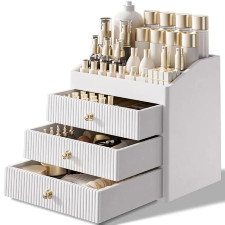Vanity Organizers, Luxury Skincare Organizer with 3 Tier Drawers, Beige Large Capacity Cosmetic Organizer Countertop for Makeup
Vanity Organizers, Luxury Skincare Organizer with 3 Tier Drawers, Beige Large Capacity Cosmetic Organizer Countertop for Makeup