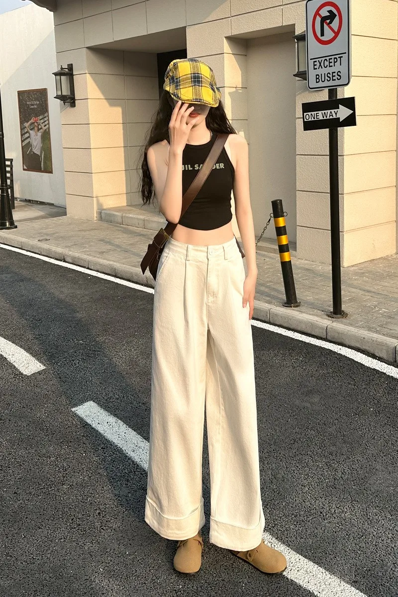 ZHISILAO New High Waist Wide Leg Jeans Women Beige Ankle-length Denim Pants Streetwear 2024 Chic
ZHISILAO New High Waist Wide Leg Jeans Women Beige Ankle-length Denim Pants Streetwear 2024 Chic