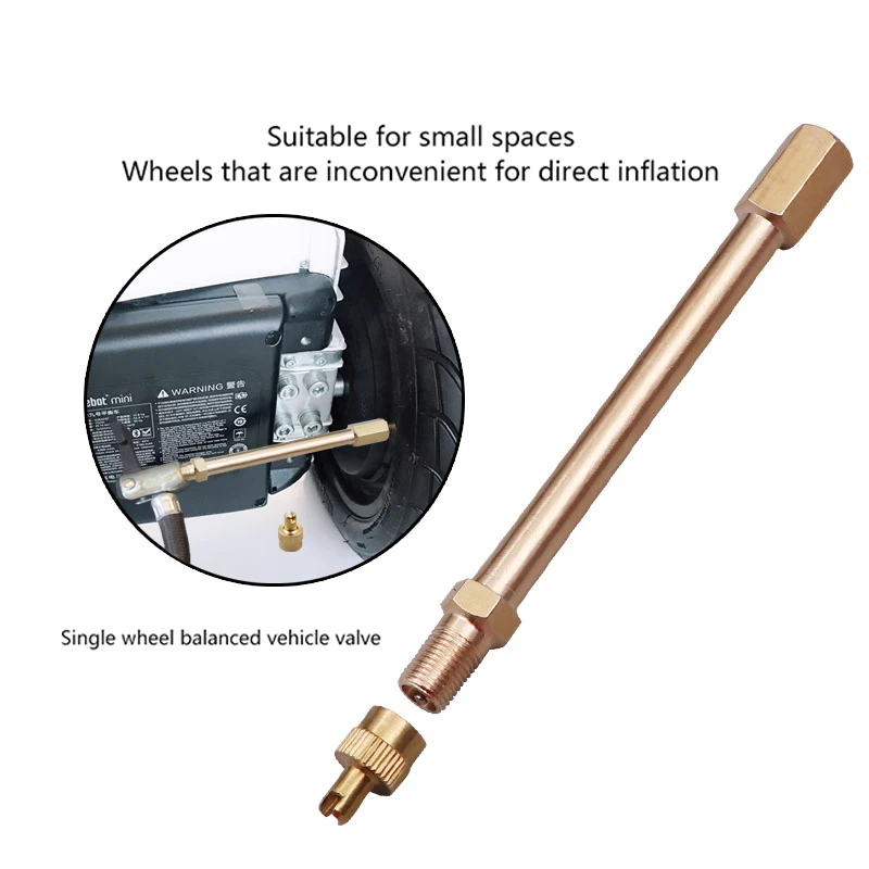 Pure Copper Auto Tire Valve Extension Adaptor Air Tyre Stem Extender Stright Bore For Balance Car Mower And Scooter 
Pure Copper Auto Tire Valve Extension Adaptor Air Tyre Stem Extender Stright Bore For Balance Car Mower And Scooter