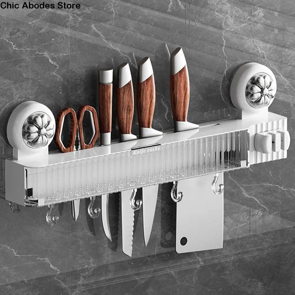 Plastic Suction Cup Knives Rack Large Capacity Space Saving Chopsticks Storage Box with Hooks Wall Mounted Kitchenware Organizer
Plastic Suction Cup Knives Rack Large Capacity Space Saving Chopsticks Storage Box with Hooks Wall Mounted Kitchenware Organizer