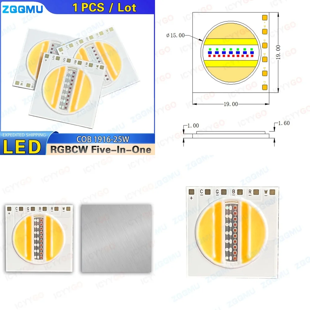 25W COB 1916 LED Lamp Bead RGBCW 5 in 1 High Brightness Outdoor Lighting Source Integrated Chip for Garden Street Flood Light
25W COB 1916 LED Lamp Bead RGBCW 5 in 1 High Brightness Outdoor Lighting Source Integrated Chip for Garden Street Flood Light