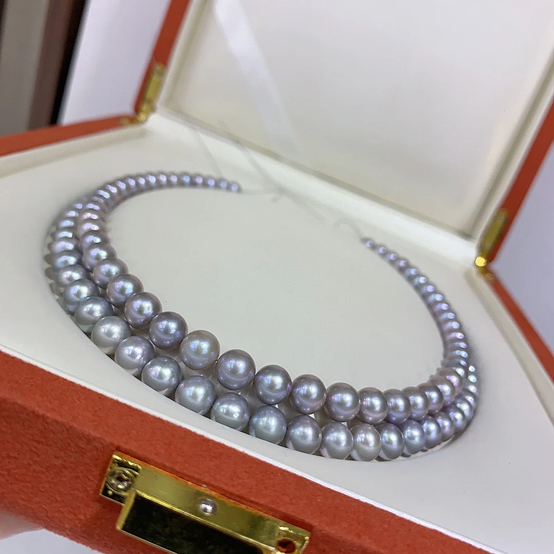 Natural Freshwater Silver-gray Necklace 8-9mm 925 Silver Buckle Natural Pearls Smooth and Fine Leather Necklace
Natural Freshwater Silver-gray Necklace 8-9mm 925 Silver Buckle Natural Pearls Smooth and Fine Leather Necklace
