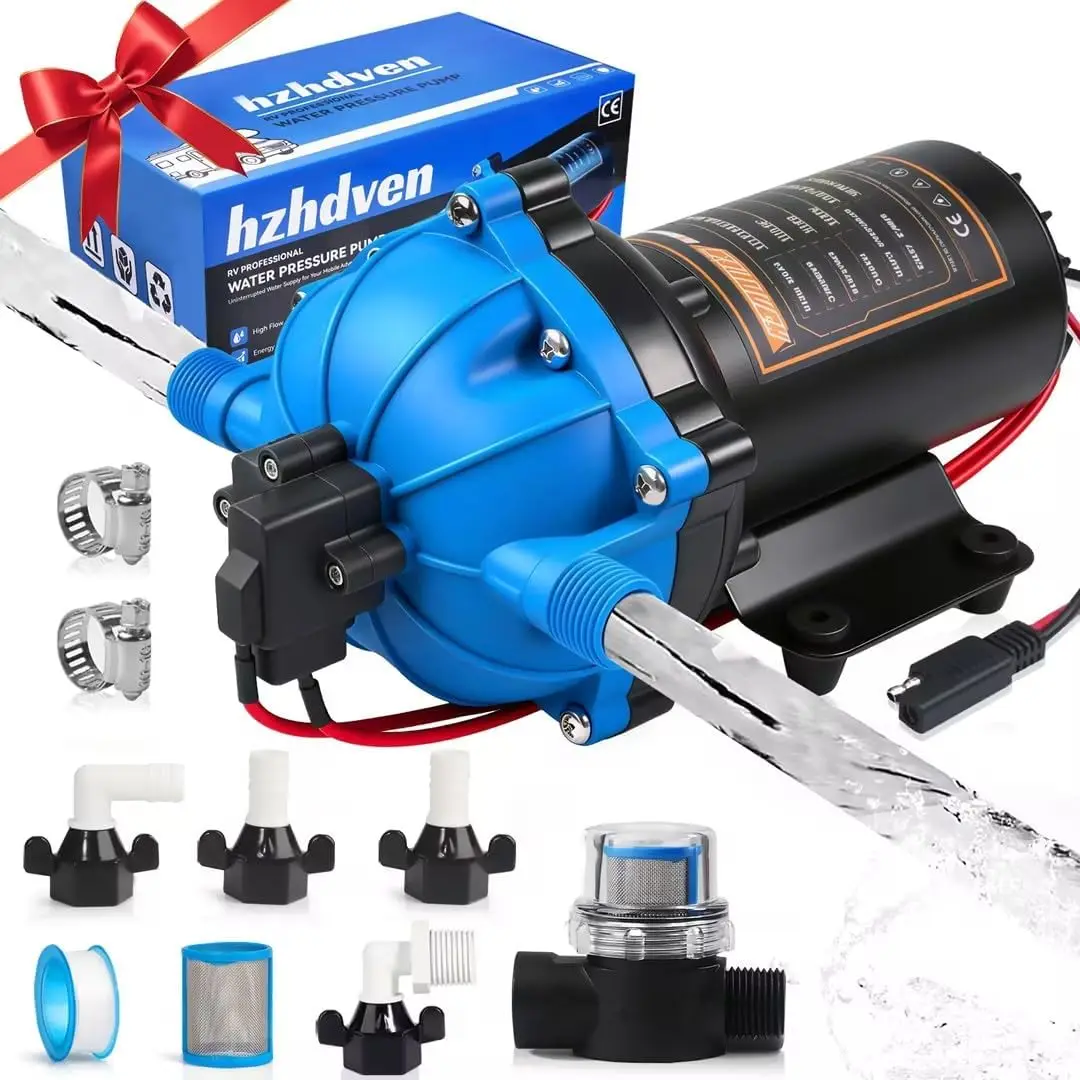 Upgraded 12V Water Pump, 7GPM 70PSI, Self-Priming Diaphragm with Pressure Switch & Strainer for RV Marine Camper
Upgraded 12V Water Pump, 7GPM 70PSI, Self-Priming Diaphragm with Pressure Switch & Strainer for RV Marine Camper