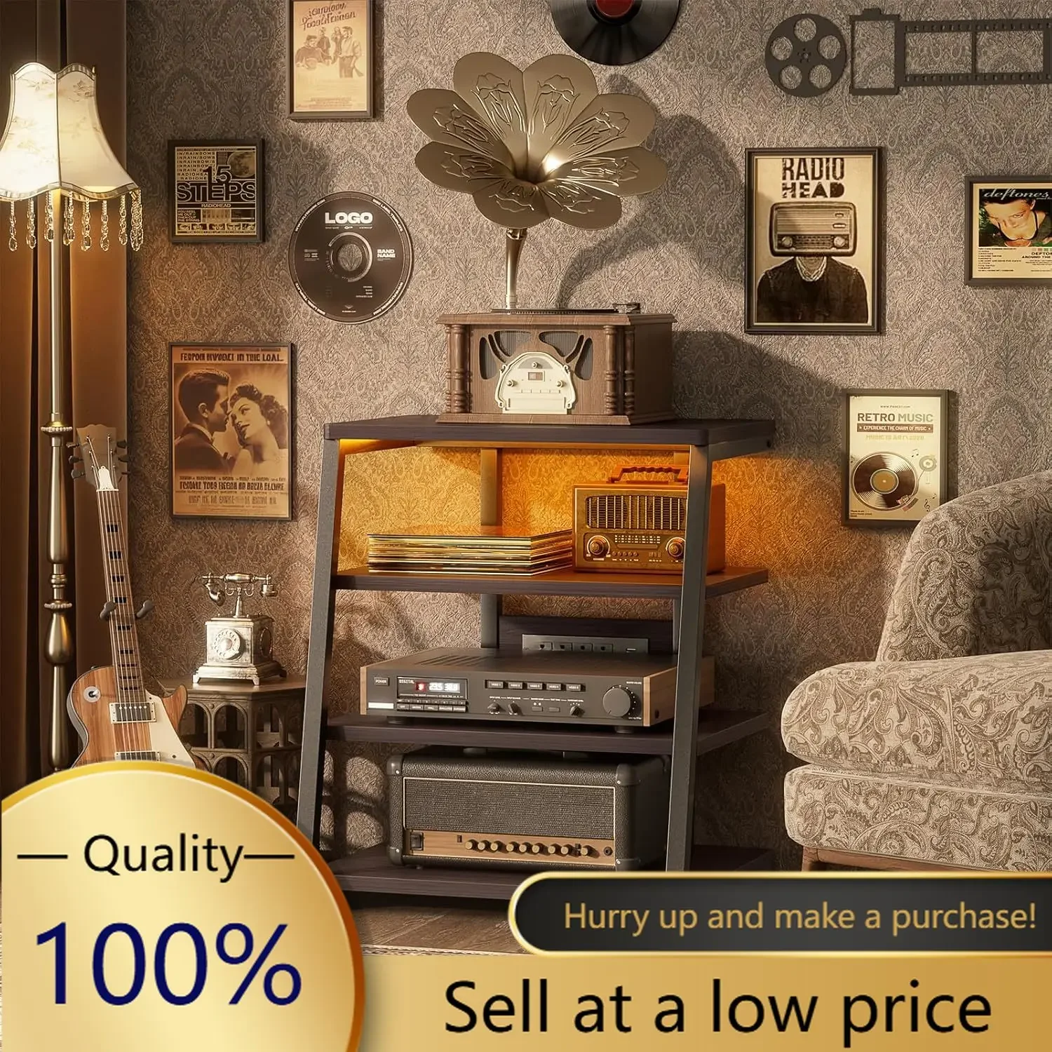 AV Media Stand with Outlets, Media Console with LED Lights, Stereo Racks and Stands with Storage Shelves, Media Audio Tower Cabi
AV Media Stand with Outlets, Media Console with LED Lights, Stereo Racks and Stands with Storage Shelves, Media Audio Tower Cabi