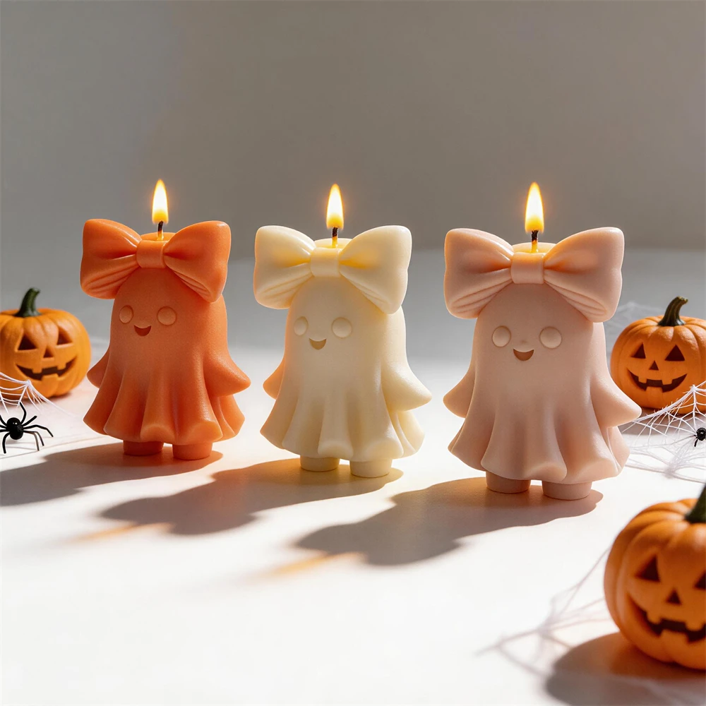 Trick or Treat Cute Bowknot Ghost Figurine Silicone Candle Mold Halloween Decor Ghost Resin Plaster Soap Silicone Mold
Trick or Treat Cute Bowknot Ghost Figurine Silicone Candle Mold Halloween Decor Ghost Resin Plaster Soap Silicone Mold